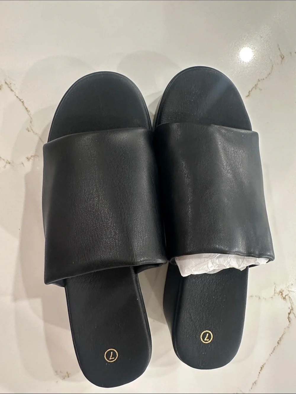 Black Platform Slide Sandals - Unbranded